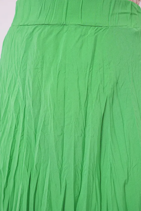 Jupe longue froissée pour femme 8042 - Verte
