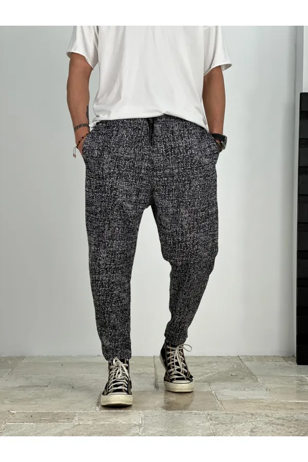 Pantalon de survêtement coupe droite en polaire anthracite pour homme, taille nouée, HZL24S-MXC8948-117