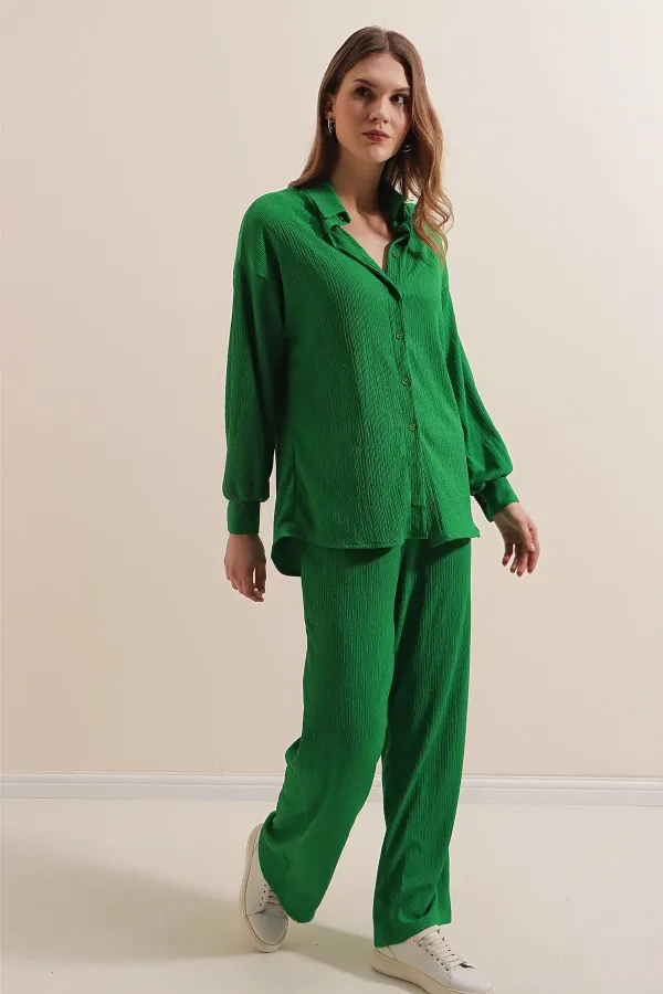 5858 Knitted Two-Piece Set - Green