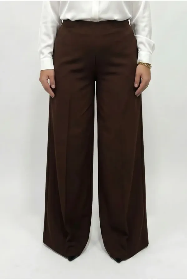 Women's Brown Plus Size Shaping Palazzo Pants HZL26S-ZSS120211 Women's Brown Plus Size Shaping Palazzo Pants HZL26S-ZSS120211