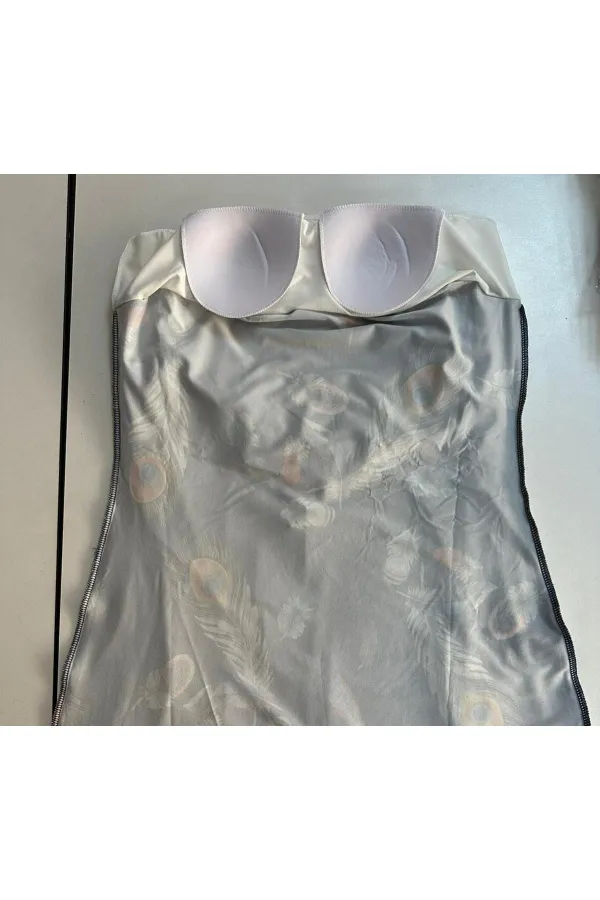 Women's Black Long Sleeve Lycra Fully Covered Feather Patterned Hijab Swimsuit HZL23S-AR12531