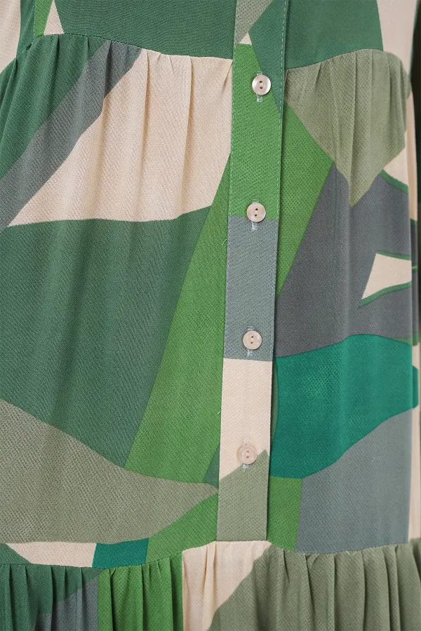 Robe hijab à motifs authentiques 2423 - A.Haki