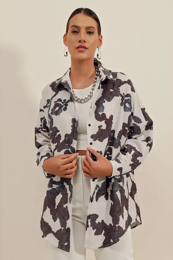 3900 Oversize Long Basic Shirt - D. Black