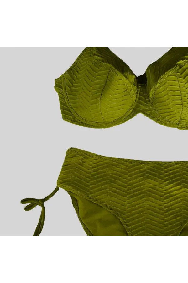 Kadın Haki Desenli Büyük Beden Astarlı Bikini Takım HZL25S-LC4004