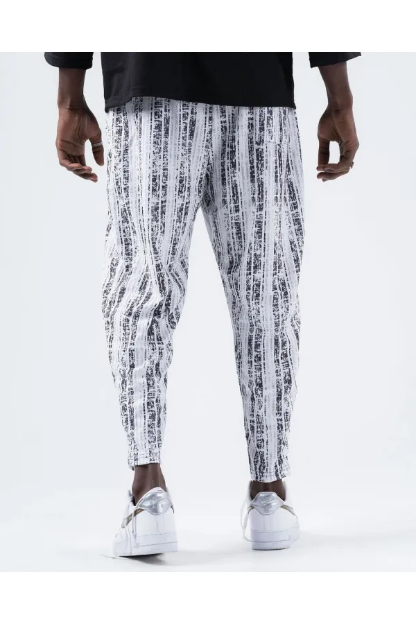 Pantalon de survêtement pour homme, coupe droite, avec cordon de serrage et poches, blanc et noir, HZL24S-MXC8948-218