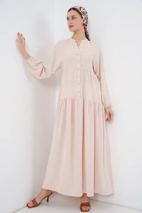 Robe longue hijab pour femme 2527 - Beige