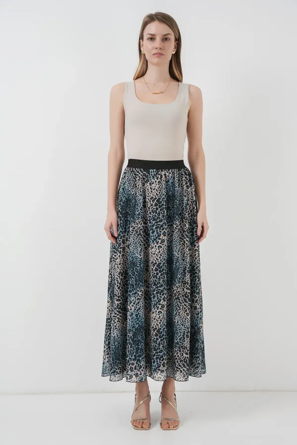 Jupe longue en mousseline 8032 - Indigo