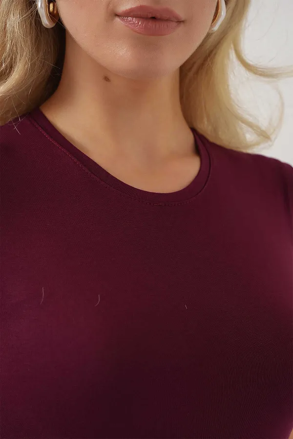 Kadın Bordo Basic Sıfır Kol Body HZL25S-BD143471