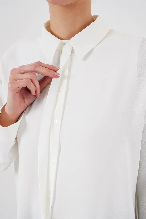 Women's Long Shirt Tunic 5945 - White