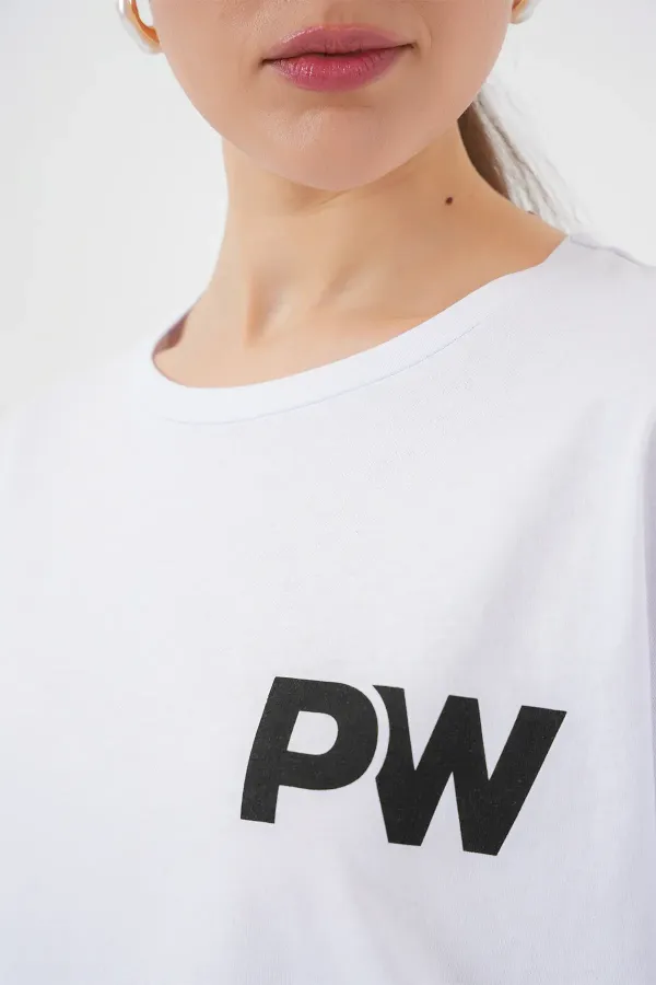 Women's Printed Basic T-Shirt 4343 - White