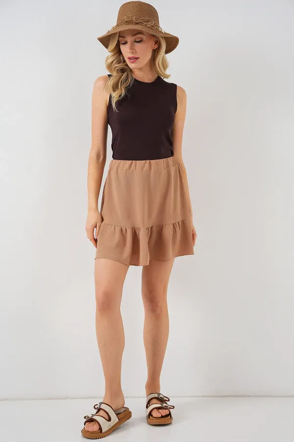 Women's Ayrobin Mini Skirt 8054 - Camel