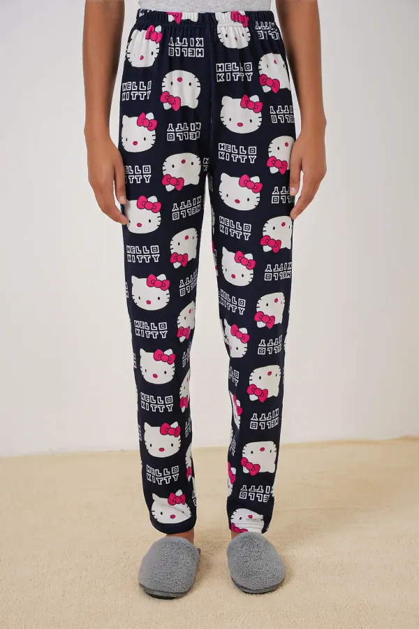 4323 Patterned Pajama Bottoms - Dark Navy