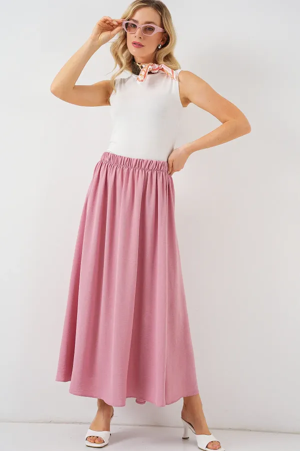 Jupe longue Ayrobin pour femme 8050 - Rose poudré