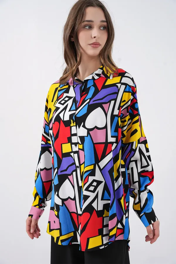 3721 Graphic Pattern Shirt - Black
