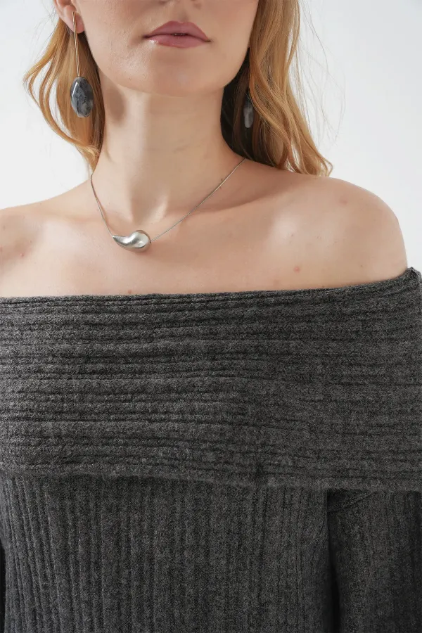 Robe en maille oversize à col Madonna 15920 - Anthracite