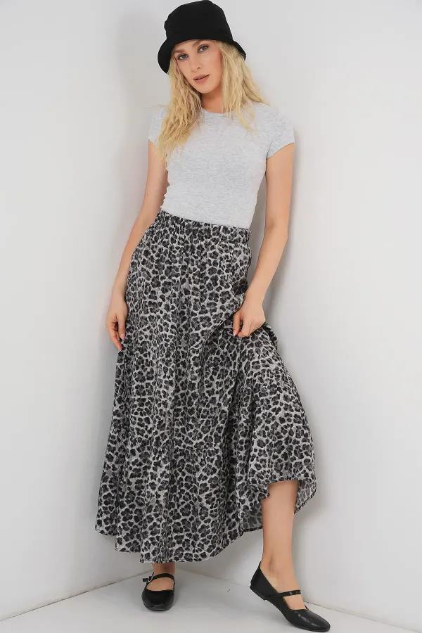 Jupe longue à motifs pour femme 8053 - Anthracite