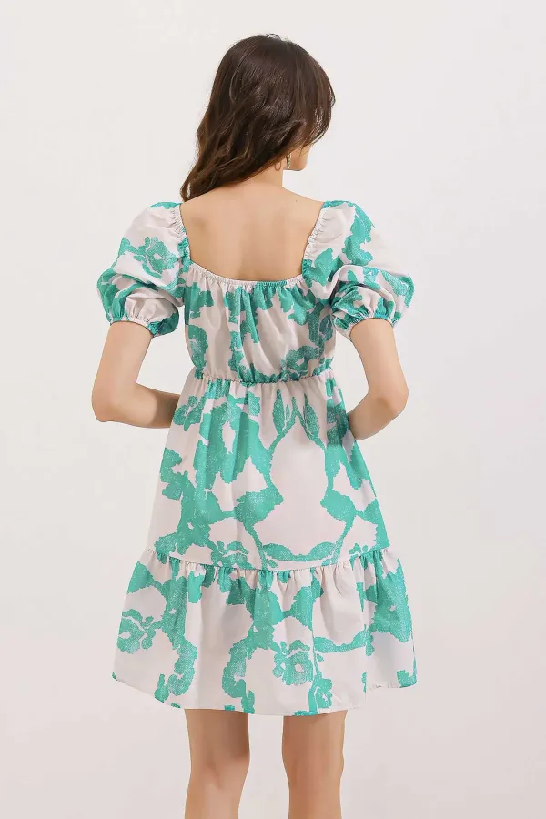 2351 Kloş Poplin Elbise - D. Mint