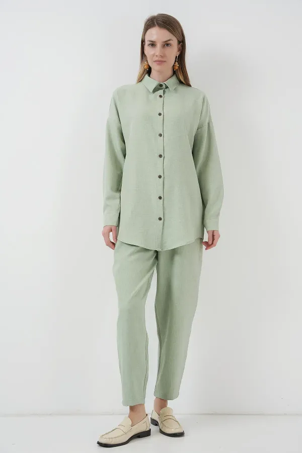 Ensemble deux pièces en lin 6622 - Menthe