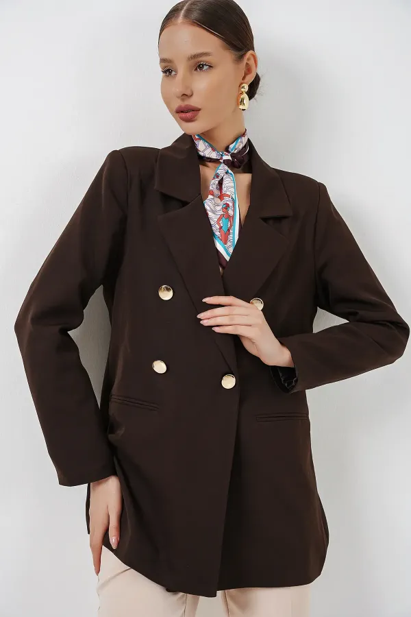Veste blazer croisée pour femme 0722 - Marron