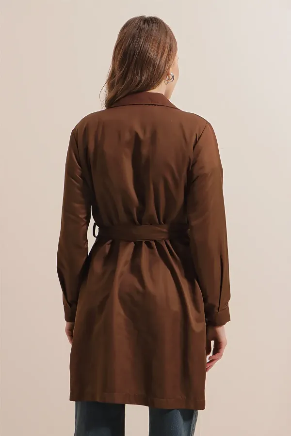 Trench-coat court croisé 5864 - Marron