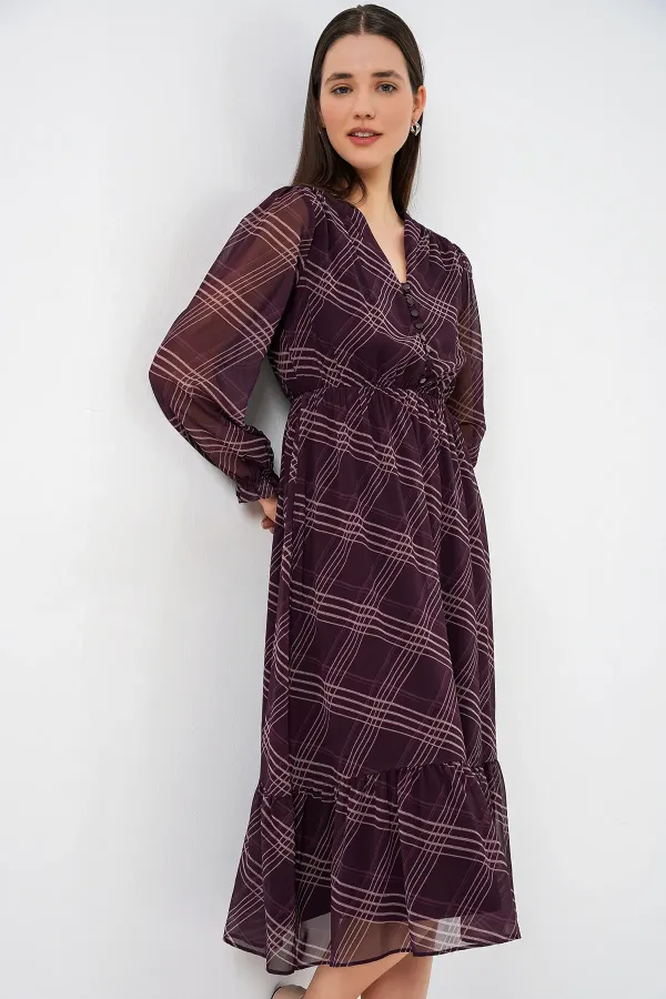 Robe en mousseline à motifs 2137 - Violet