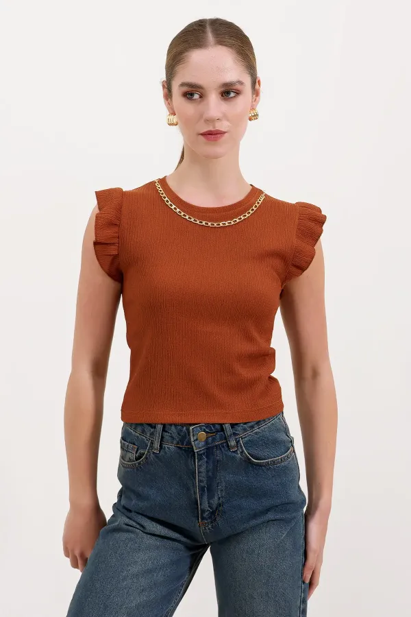 0430 Knitted Blouse - Tan