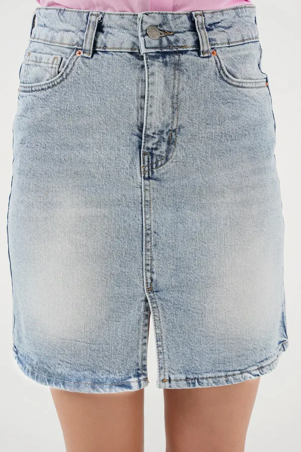 Jupe courte en jean pour femme 8037 - Bleue
