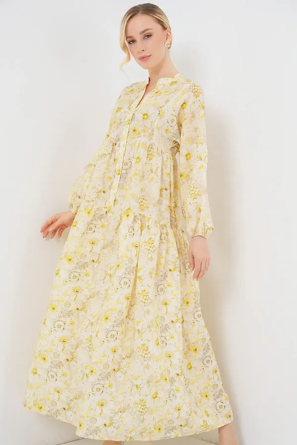 Robe hijab à motifs pour femme 2583 - Jaune