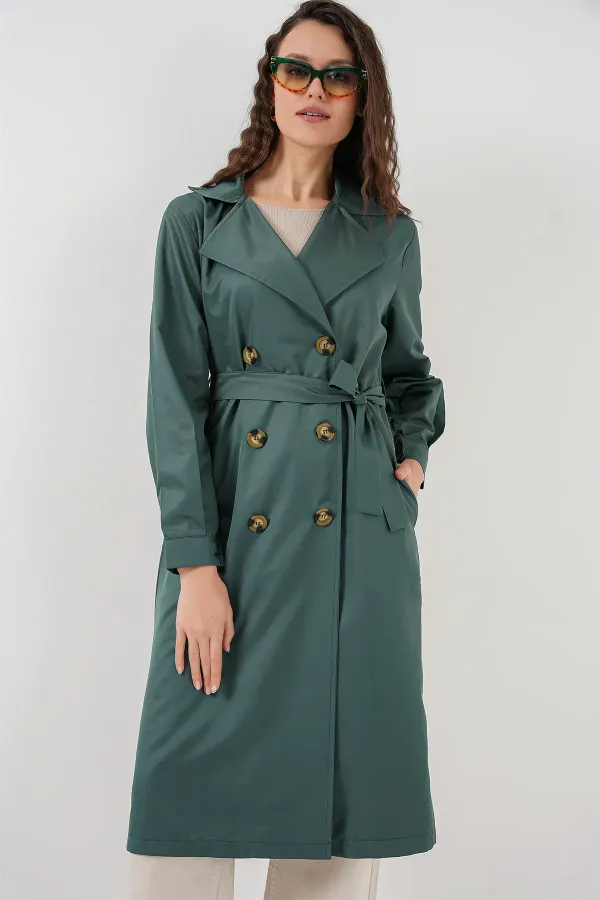 Trench-coat croisé 5853 - Vert émeraude