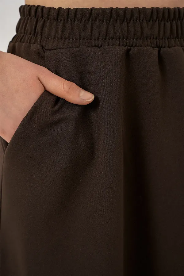 Jupe longue pour femme avec taille élastique 8072 - Marron