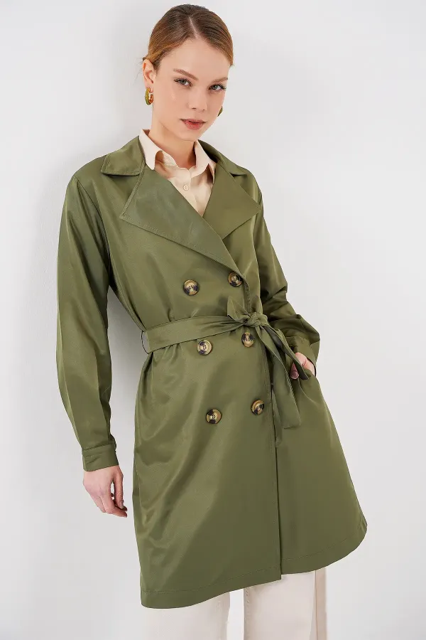 Trench-coat court croisé 5864 - Kaki