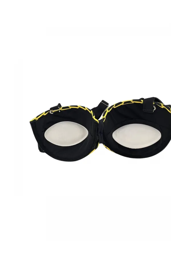 Kadın Sarı Zincir Desenli Büyük Beden Astarlı Siyah Bikini Takım HZL25S-LC3303