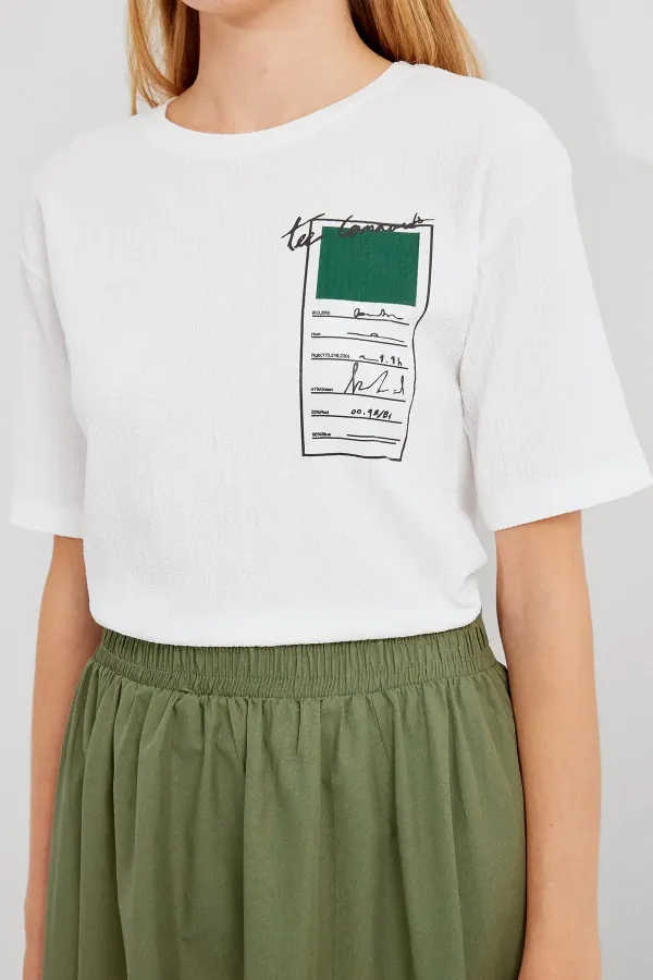 911 Printed Knitted Basic T-Shirt - Green