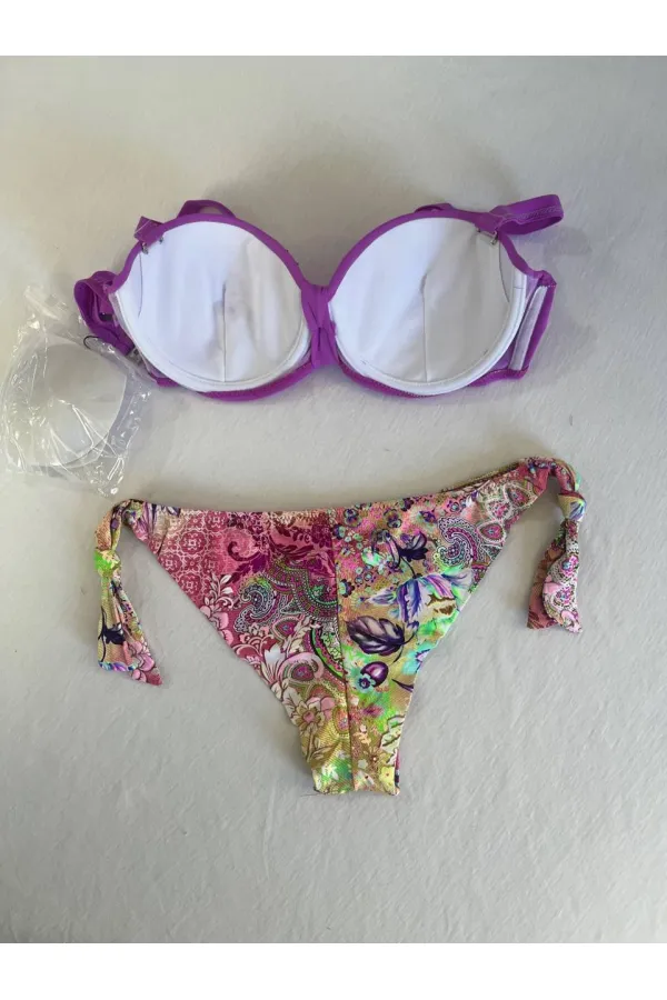 Women's Lilac Stone Embroidered 3-Piece Bikini Set HZL25S-LC3315