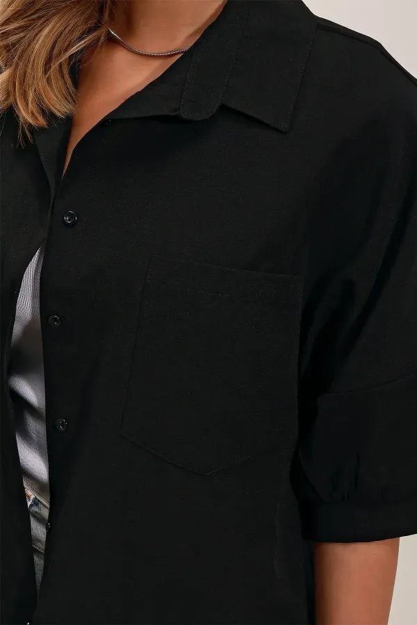 Chemise basique oversize à manches courtes 20213 - Noire