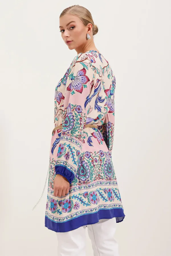 Robe à motifs ceinturée 5902 - Violette