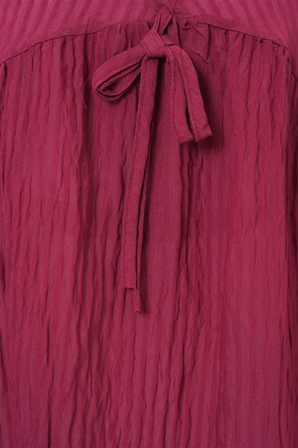 Women's Front Lace-Up Long-Sleeve Blouse 946 - Burgundy