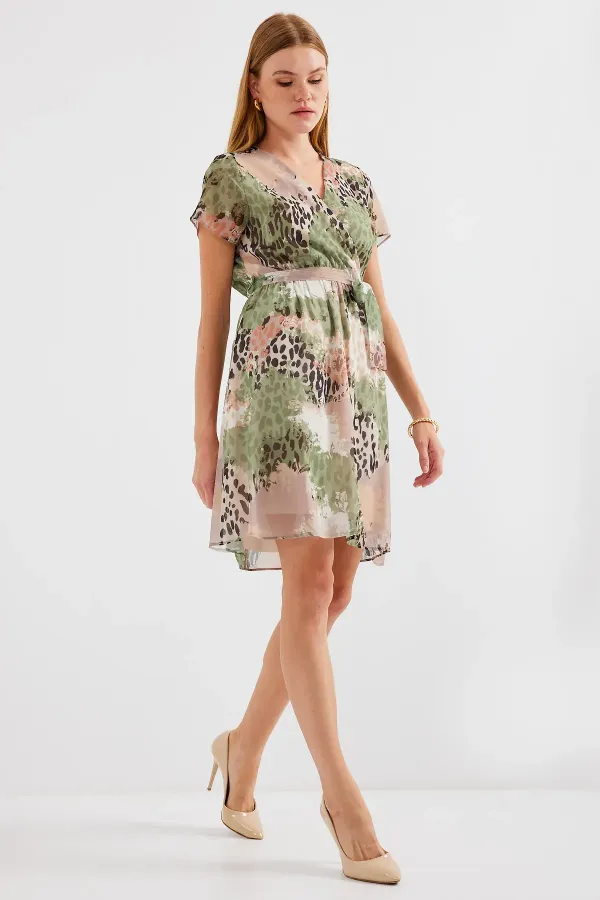 Robe courte en mousseline à motifs 2502 - Çağla