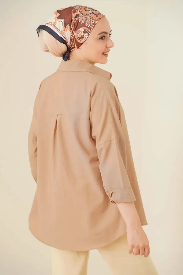 103901 Oversize Basic Hijab Shirt - Camel