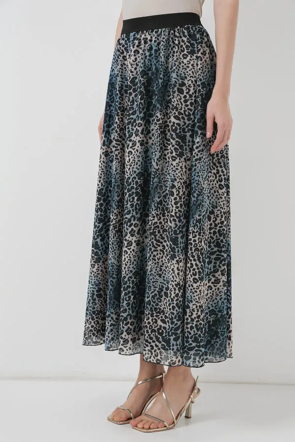 Jupe longue en mousseline 8032 - Indigo