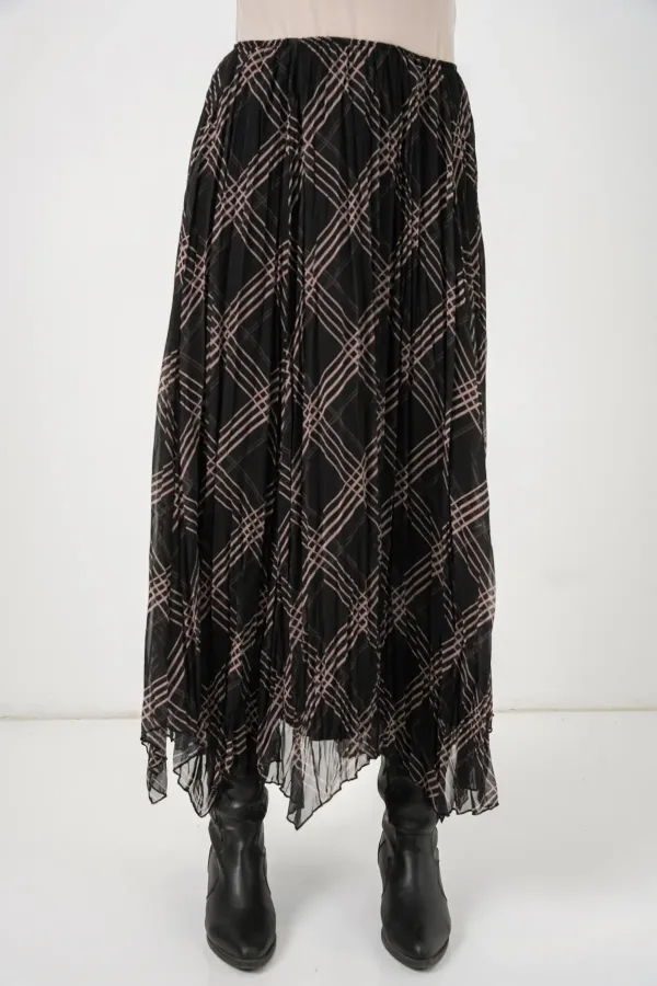 Jupe asymétrique en mousseline pour femme 8056 - Noire