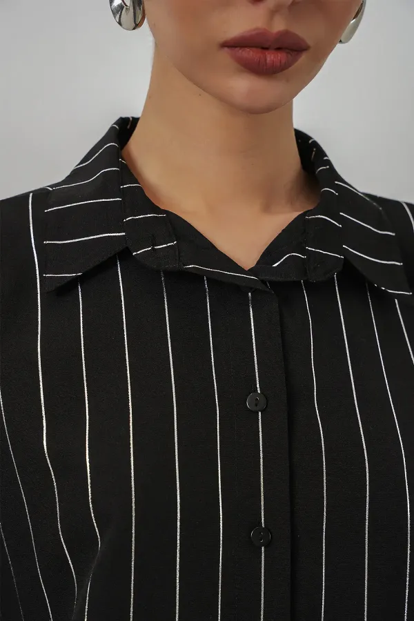 Women's Foil Patterned Shirt 20253 - A.Black