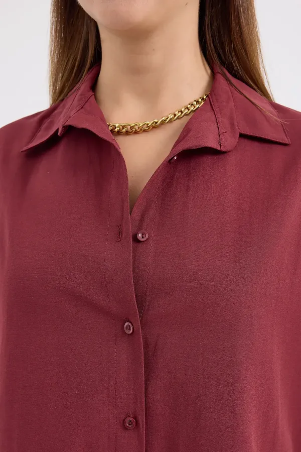 Chemise basique longue oversize 3900 - Prune