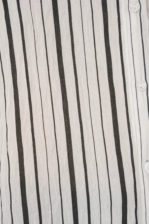 Kadın Çizgili Kısa Kol Gömlek 20345 - Siyah