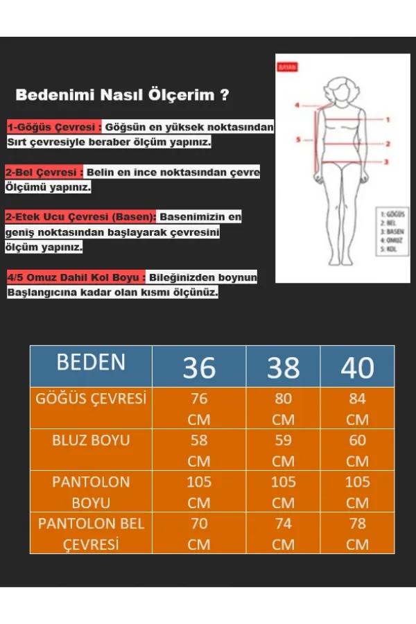 Kadın İndigo Çizgili Önü Fermuarlı Bluz Pantolon İkili Takım HZL25S-ZK13691