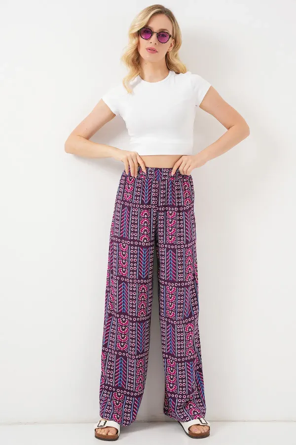 Pantalon en viscose à motifs pour femme 6749 - Violet