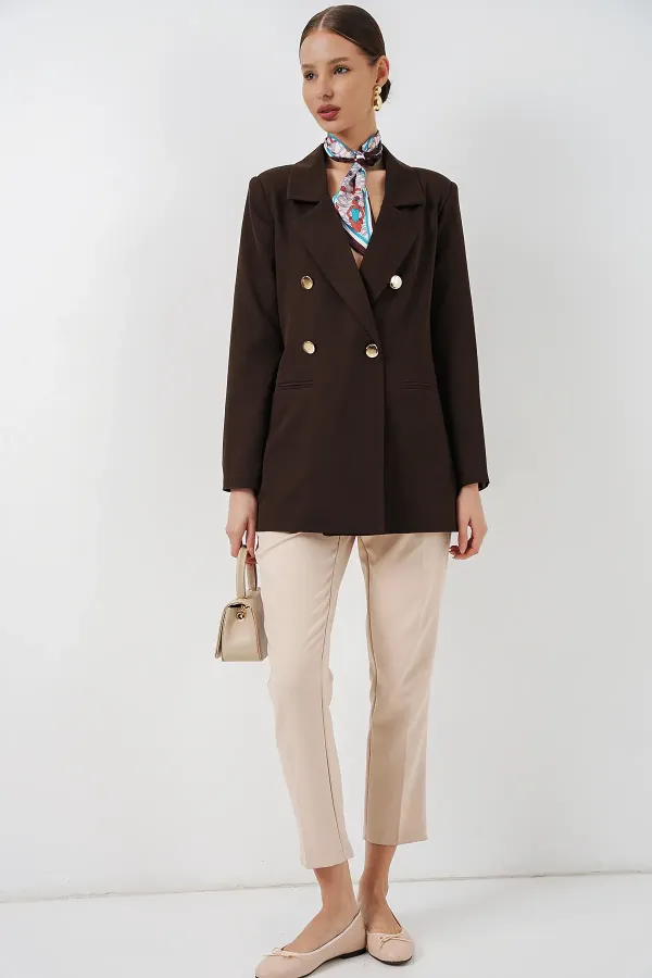 Veste blazer croisée pour femme 0722 - Marron