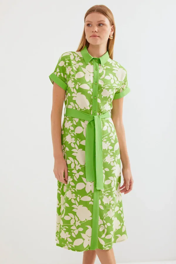 Robe-chemise à motifs 2455 - Verte