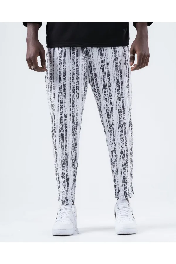 Pantalon de survêtement pour homme, coupe droite, avec cordon de serrage et poches, blanc et noir, HZL24S-MXC8948-218