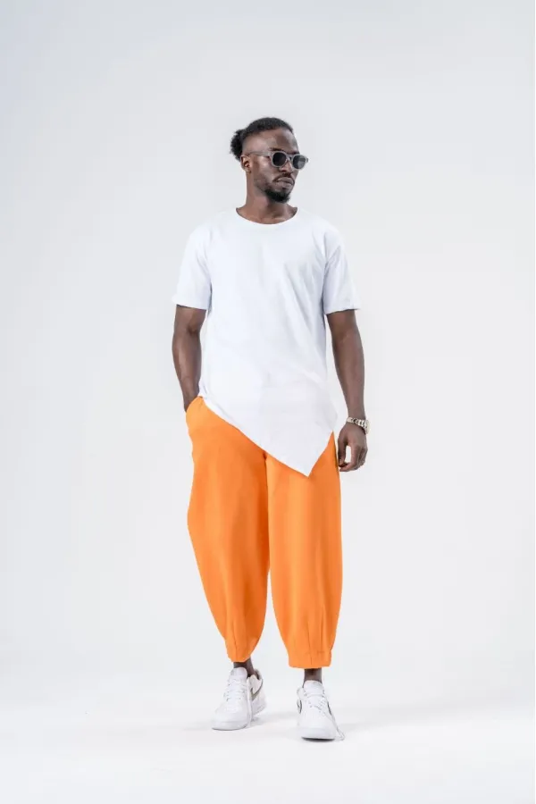 Pantalon de jogging ample orange pour homme, taille et jambes élastiques, HZL24S-MXC8989-341